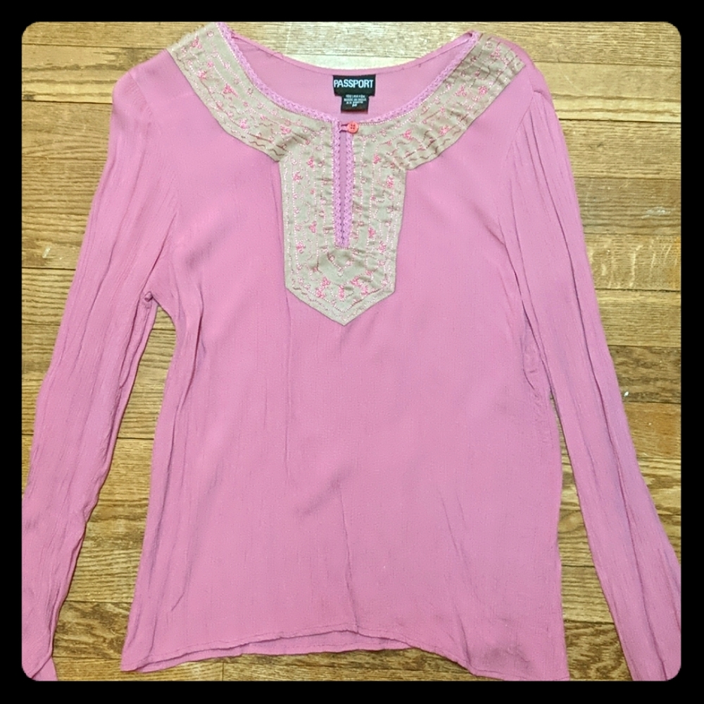 Pink passport peasant blouse